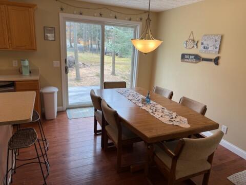 935 E 6th St, Pentwater, MI 49449 - dining area with baseboards and dark wood finished floors