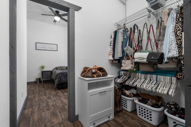 9528 Lee Rd, Jackson, MI 49201 - walk in closet featuring ceiling fan and wood finished floors