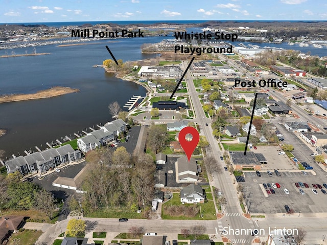 bird's eye view featuring a water view