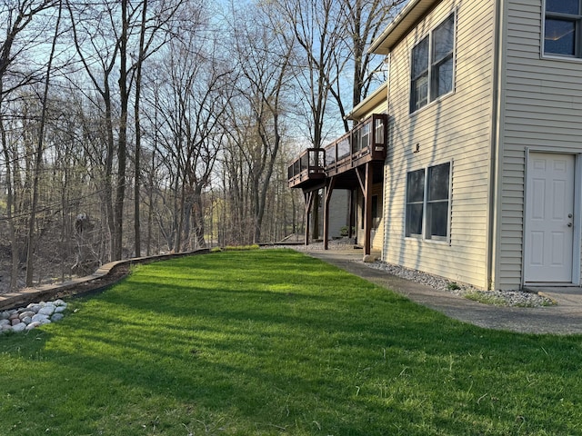 view of yard featuring a deck