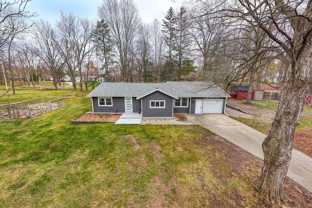 10985 E Cd Ave, Richland, MI 49083 - ranch-style home with driveway, fence, a front yard, and an attached garage