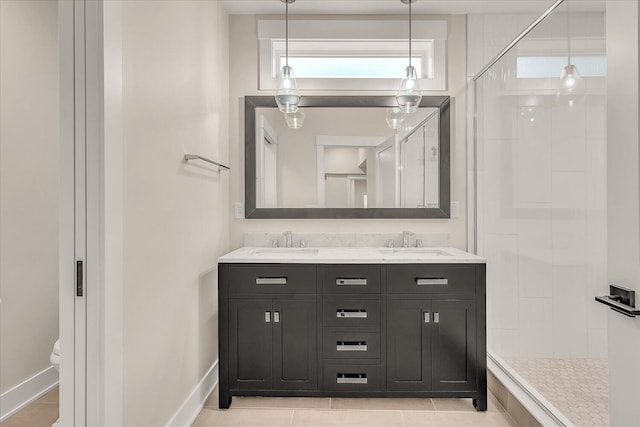 10985 E Cd Ave, Richland, MI 49083 - full bathroom with double vanity, a shower stall, and a sink