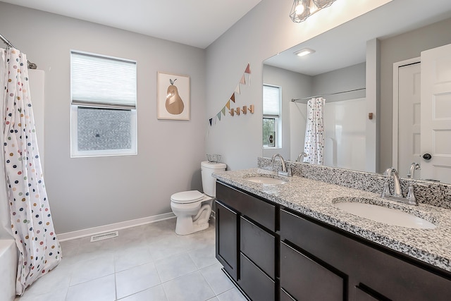 full bath with visible vents, a sink, and a wealth of natural light