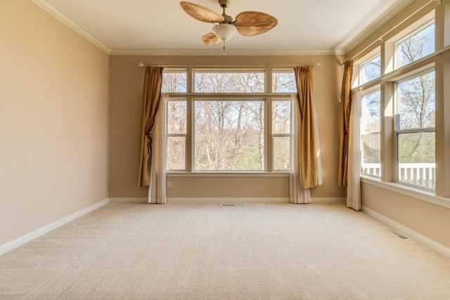 8660 Oakland Hills Cir, Portage, MI 49024 - empty room featuring visible vents, ornamental molding, and carpet floors