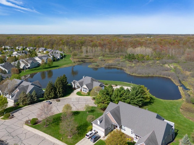 8660 Oakland Hills Cir, Portage, MI 49024 - drone / aerial view with a water view, a residential view, and a wooded view