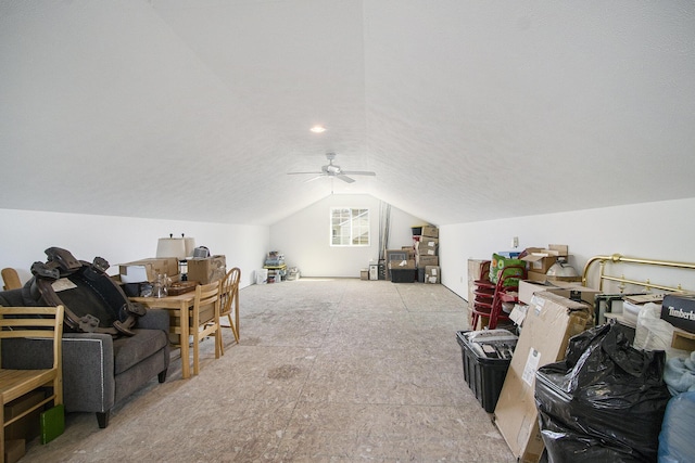 1077 Sun Valley Ln, Allegan, MI 49010 - additional living space with a ceiling fan and vaulted ceiling