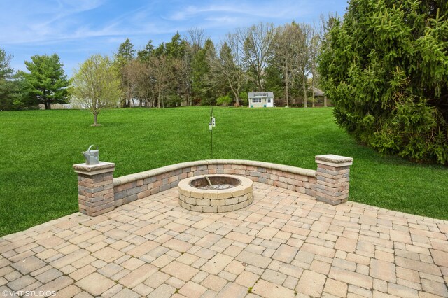 2235 Winters Way, Saint Joseph, MI 49085 - view of patio featuring an outdoor fire pit