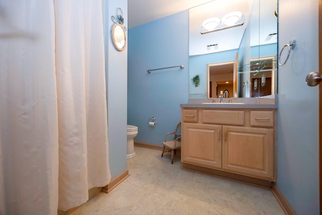 3108 N Rivers Edge Dr, Wayne, MI 48184 - bathroom featuring visible vents, baseboards, toilet, and vanity
