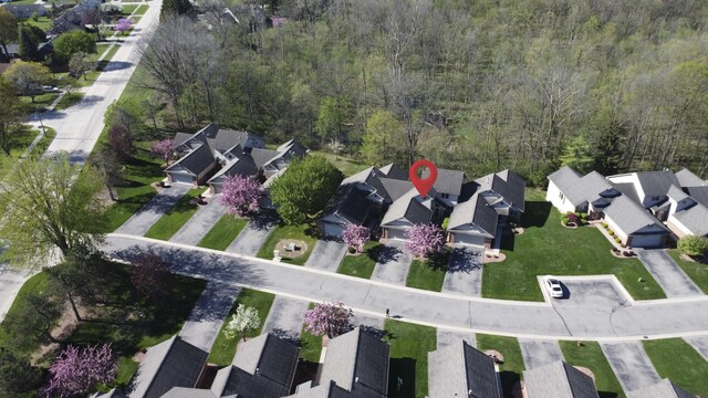 3108 N Rivers Edge Dr, Wayne, MI 48184 - bird's eye view featuring a wooded view and a residential view