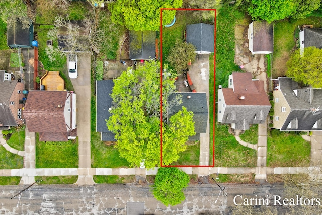 drone / aerial view with a residential view