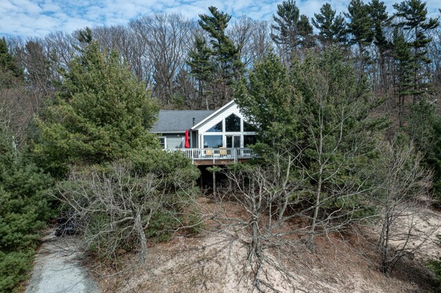 14 N Lighthouse Dr, Mears, MI 49436 - rear view of property with a wooden deck