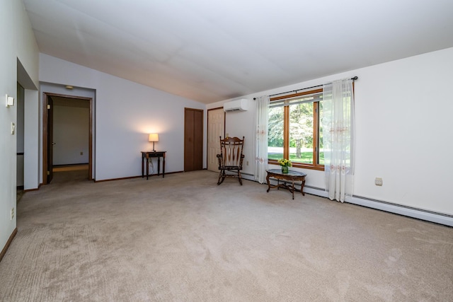 3715 Glen Haven Rd, Saint Joseph, MI 49085 - carpeted empty room with a wall mounted air conditioner and lofted ceiling