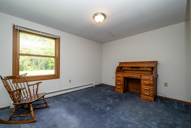 3715 Glen Haven Rd, Saint Joseph, MI 49085 - unfurnished room featuring dark colored carpet, a baseboard heating unit, and baseboards