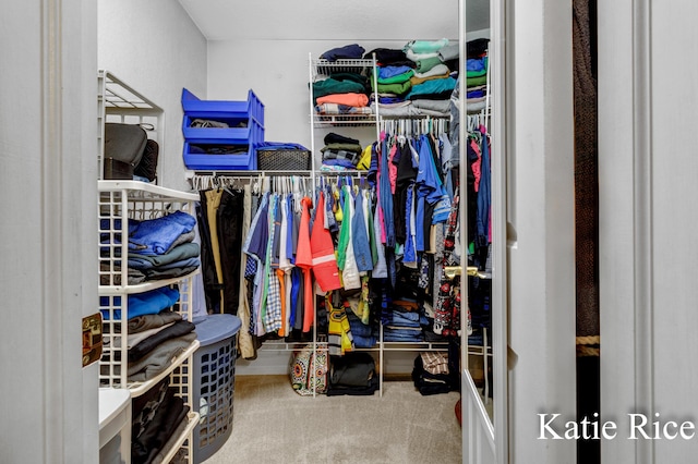 spacious closet with carpet floors