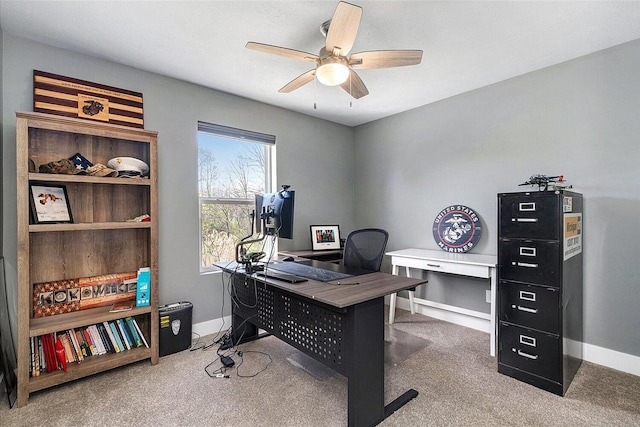 8308 E G Ave, Kalamazoo, MI 49048 - carpeted home office with a ceiling fan and baseboards