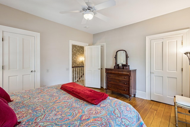 602 N Kalamazoo Ave, Marshall, MI 49068 - bedroom featuring hardwood / wood-style flooring and a ceiling fan
