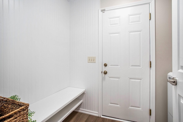 mudroom featuring dark wood finished floors