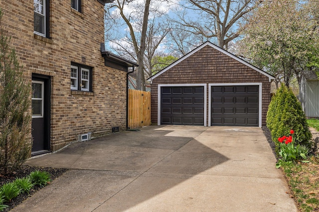 view of detached garage