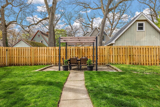 view of yard featuring a fenced backyard and a patio area