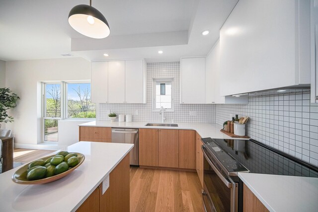 205 Sunset Rd, Ann Arbor, MI 48103 - kitchen with stainless steel dishwasher, modern cabinets, a sink, and electric stove
