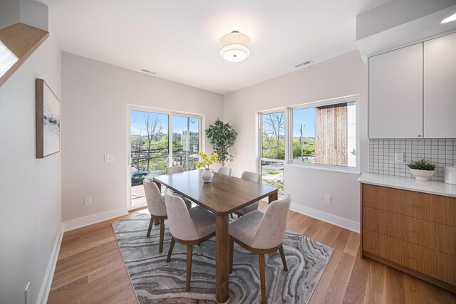 205 Sunset Rd, Ann Arbor, MI 48103 - dining area featuring baseboards, light wood-style flooring, and visible vents