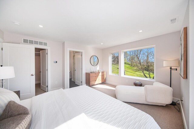 205 Sunset Rd, Ann Arbor, MI 48103 - carpeted bedroom featuring baseboards, a walk in closet, recessed lighting, and visible vents