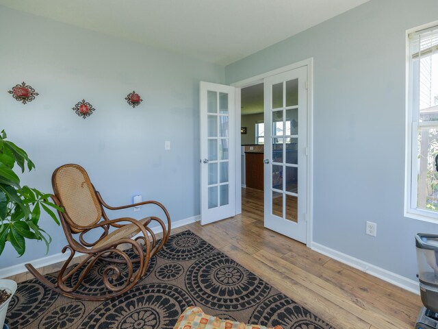30777 Packard St, Paw Paw, MI 49079 - living area featuring french doors, wood finished floors, baseboards, and healthy amount of natural light
