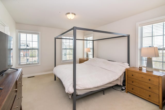 2841 Hardwick Rd, Ann Arbor, MI 48105 - bedroom with baseboards, light carpet, and visible vents