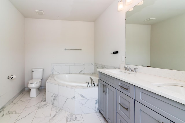 2841 Hardwick Rd, Ann Arbor, MI 48105 - full bath with double vanity, toilet, a sink, and a bath