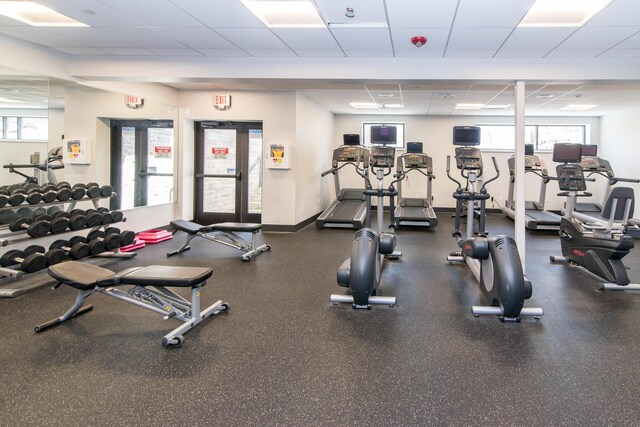 2841 Hardwick Rd, Ann Arbor, MI 48105 - gym with a paneled ceiling