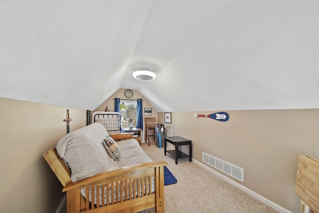 5576 Rays Dr, Onsted, MI 49265 - carpeted bedroom with visible vents, baseboards, and lofted ceiling