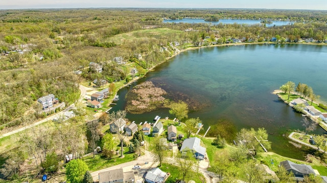 5576 Rays Dr, Onsted, MI 49265 - drone / aerial view featuring a residential view, a view of trees, and a water view