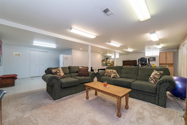 living area with visible vents