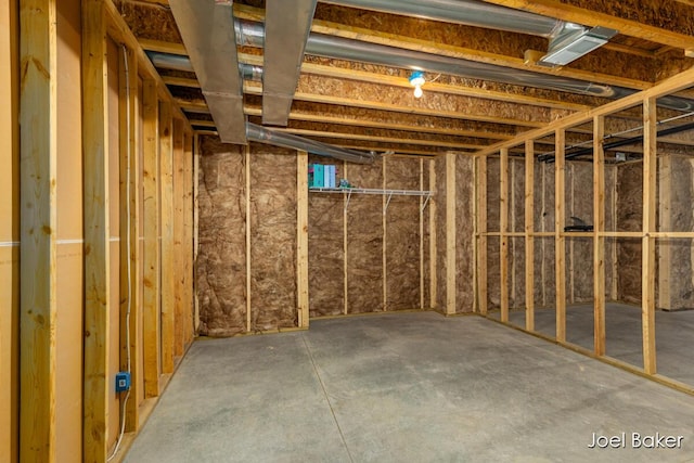 view of unfinished basement