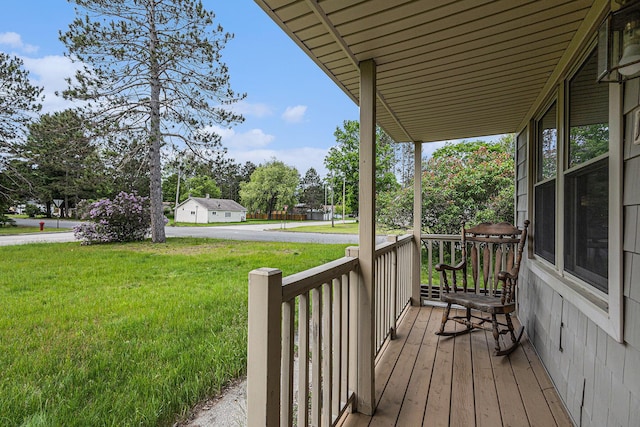 14770 Panu Ave, Kaleva, MI 49645 - porch featuring a yard