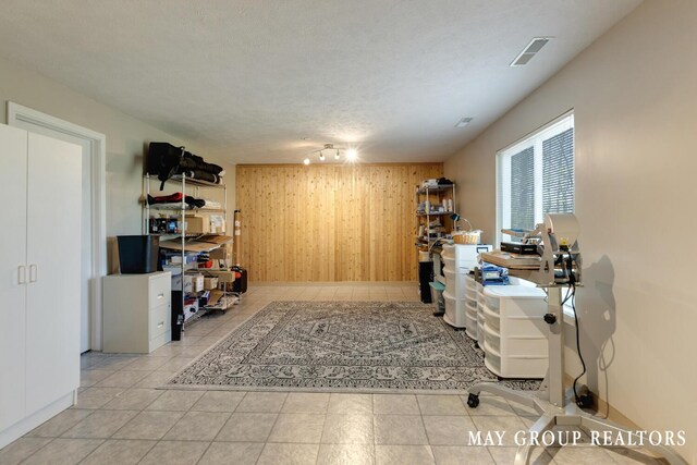 3729 Windshire Dr SE, Grand Rapids, MI 49546 - tiled home office with wood walls