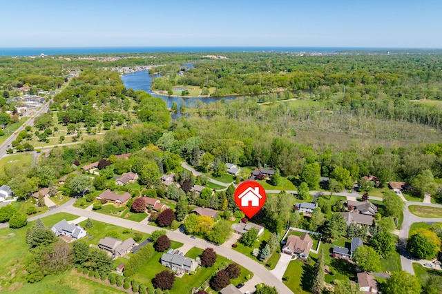 275 S Bluffwood Ter, Saint Joseph, MI 49085 - aerial perspective of suburban area featuring a large body of water and a heavily wooded area