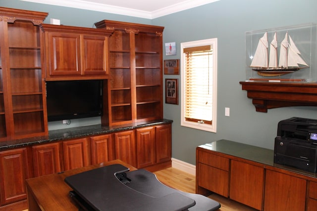 60 Timber Ridge Ct, Milan, MI 48160 - office with light wood-type flooring and crown molding