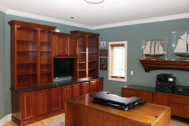 60 Timber Ridge Ct, Milan, MI 48160 - office space featuring light wood-type flooring and crown molding