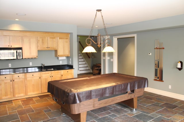 60 Timber Ridge Ct, Milan, MI 48160 - recreation room with stone finish floors, billiards, and recessed lighting