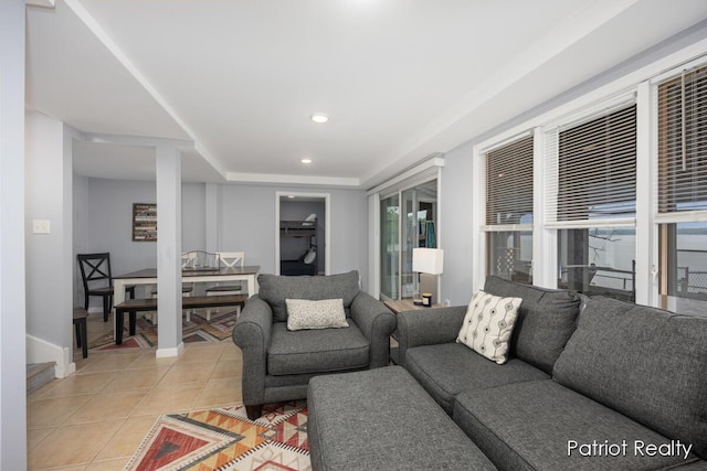 1266 E 88th St, Newaygo, MI 49337 - living area with light tile patterned flooring, recessed lighting, and baseboards