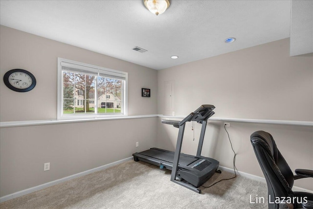 6332 Rush Creek Ct, Hudsonville, MI 49426 - workout area featuring baseboards, carpet flooring, and recessed lighting