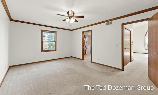 45 Trillium Ct, Holland, MI 49423 - spare room with baseboards, ceiling fan, light colored carpet, and visible vents