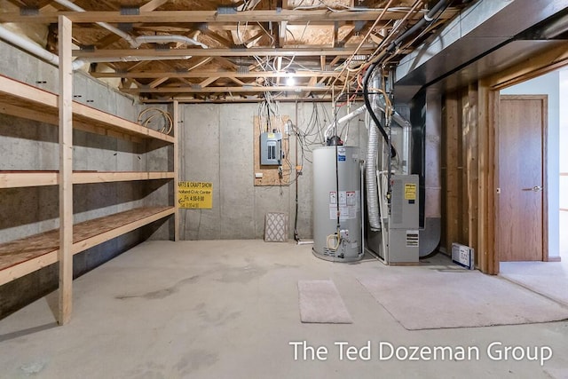 45 Trillium Ct, Holland, MI 49423 - unfinished basement featuring heating unit, gas water heater, and electric panel