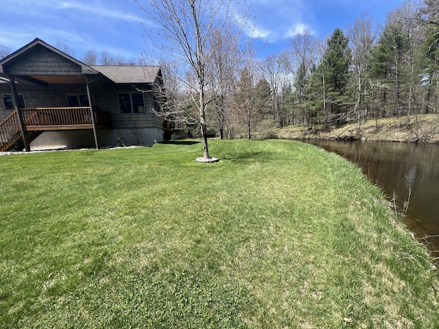 6425 S Taylor Rd, Branch, MI 49402 - view of yard with a deck with water view