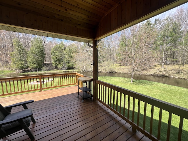 6425 S Taylor Rd, Branch, MI 49402 - deck featuring a yard and a water view