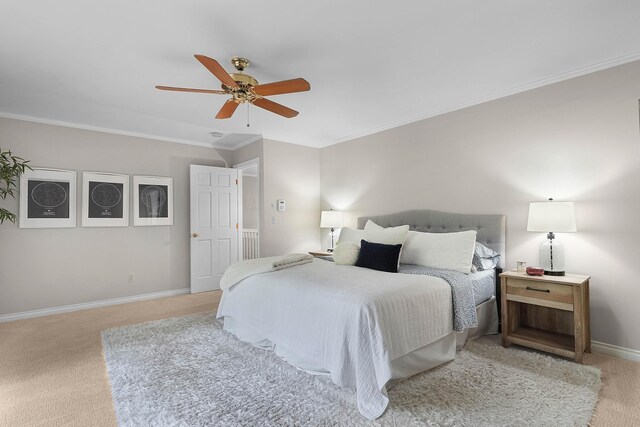 326 Greentree Ln NE, Ada, MI 49301 - carpeted bedroom with baseboards, crown molding, and a ceiling fan