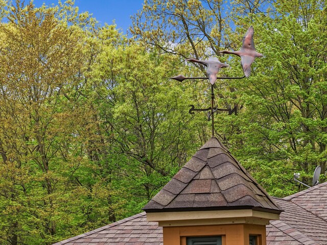 326 Greentree Ln NE, Ada, MI 49301 - exterior view of roof with shingles and a view of trees