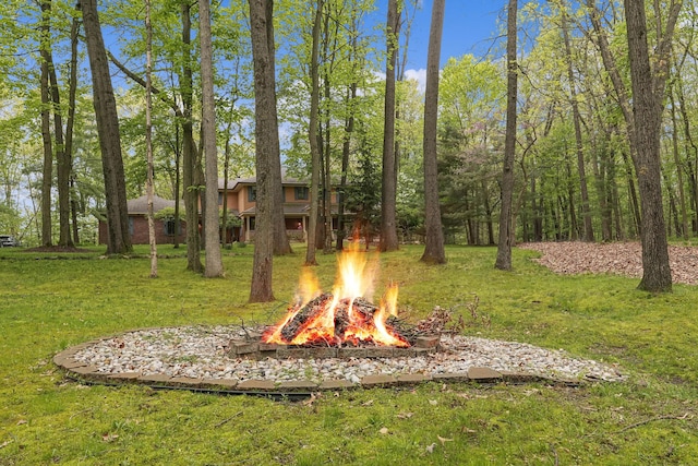 326 Greentree Ln NE, Ada, MI 49301 - view of grassy yard with an outdoor fire pit