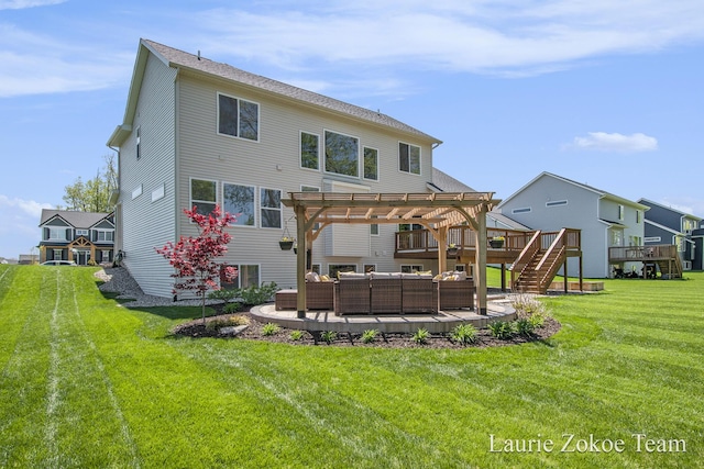 1791 Gloryfield Dr, Byron Center, MI 49315 - back of house with outdoor lounge area, a pergola, a yard, a patio, and a deck